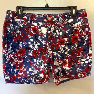 Bandolino Amy Flowered Shorts Red/White/Blue Size 10